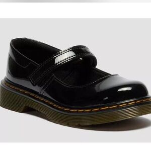 Dr. Martens Maccy Shiny Black Kids Mary Jane Shoes Size 3